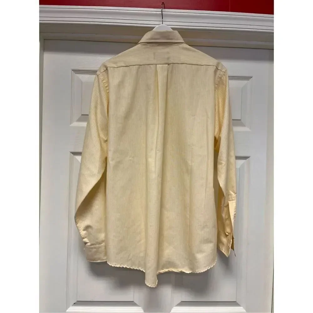 Hathaway Golf Yellow Stripe Mostly Cotton Oxford Shirt sz L NWOT